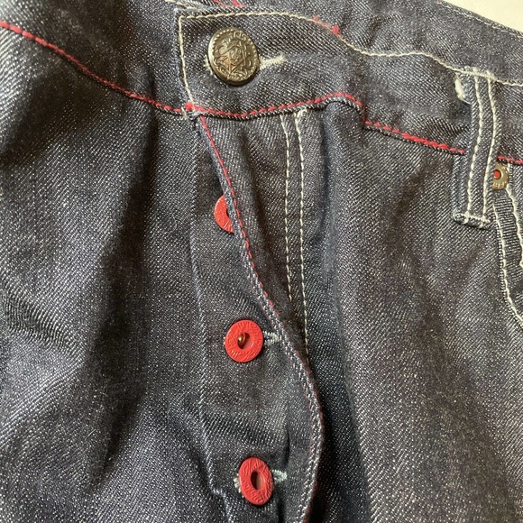 Parish Nation E 506 Baggy Jean Denim Shorts Men's 44 Red Button Fly Relaxed Fit - Picture 8 of 13